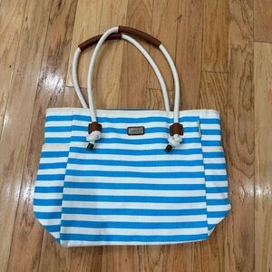 Caribbean Joe beach Tote Stripes Blue/White Bag
